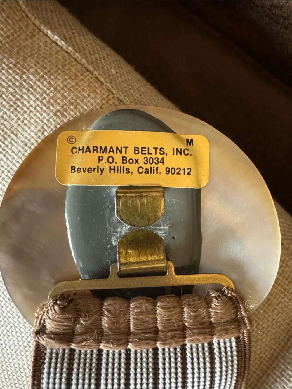 Elastic Brown Waist Belt with Shell Buckle